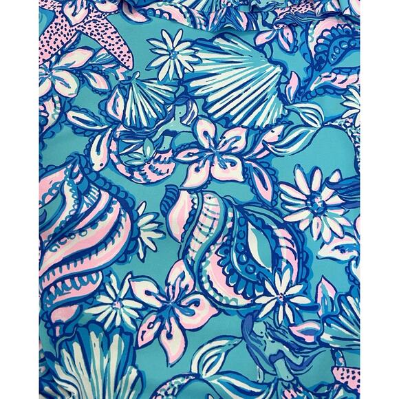 Lilly Pulitzer Caelum Ruffle One Piece Swimsuit Size 10 Amalfi Blue One Shoulder - Picture 5 of 7